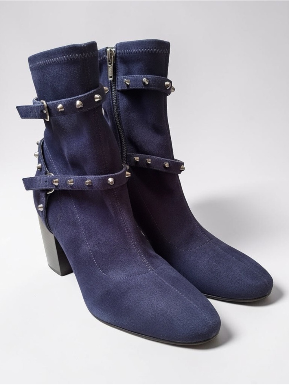 Kendall & Kylie Navy Suede Studded Ankle Boots